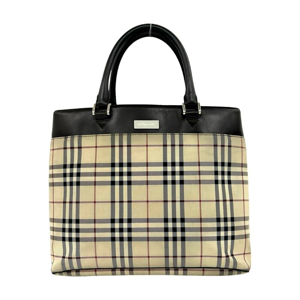 BURBERRY Nova Check pattern canvas and leather handbag/tote bag/business bag,...